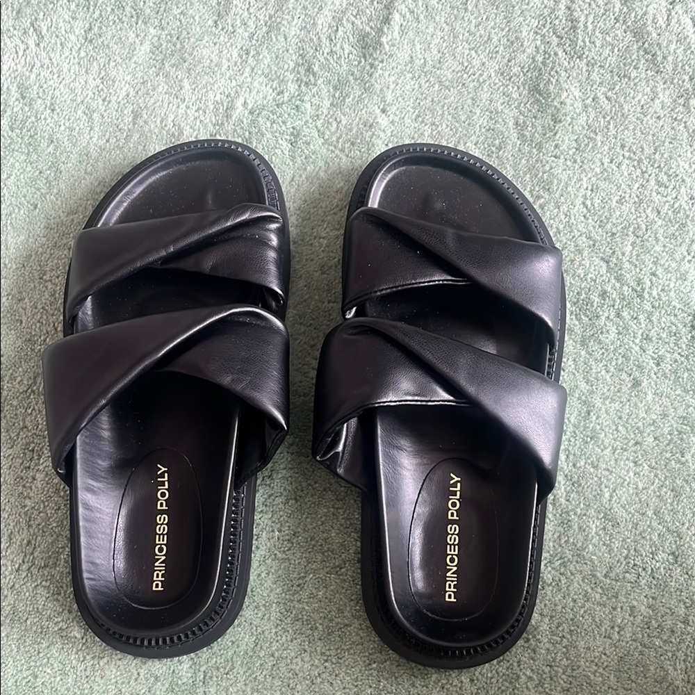 Princess Polly Black Slide Sandals